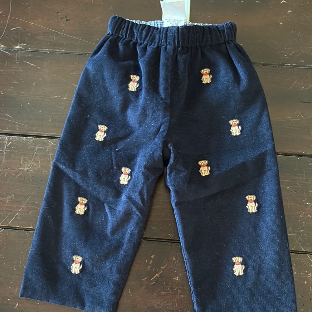 Navy Blue Pants with Embroidered Bears